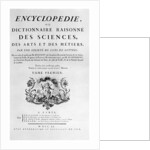 Title page of Denis Diderot's Encyclopedie by Anonymous