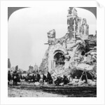 German prisoners of war beside the ruins of the basilica of Albert, France, World War I by Realistic Travels Publishers