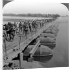 Machine gun section and infantry crossing a pontoon bridge, World War I by Realistic Travels Publishers