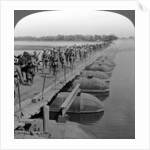Machine gun section and infantry crossing a pontoon bridge, World War I by Realistic Travels Publishers
