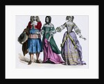 People in the fashions of 1665, and a lady of the court by Tamisier