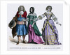 People in the fashions of 1665, and a lady of the court by Tamisier