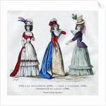 Circassian dress, 1796, English dress, 1789, and caraco housecoat by Anonymous