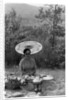 Woman under a parasol having a picnic by Anonymous