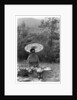 Woman under a parasol having a picnic by Anonymous