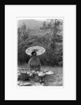 Woman under a parasol having a picnic by Anonymous