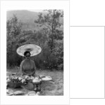 Woman under a parasol having a picnic by Anonymous