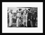 Blue jackets at work splicing a rope on board the battleship HMS Majestic by Gregory & Co