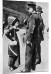 A suffragette confronting two policemen by Sport & General