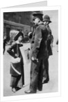 A suffragette confronting two policemen by Sport & General