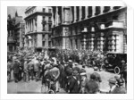 Crowds wait in London to see if there will be war, 4th August 1914 by Fox