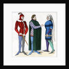 Valet and lords in 14th century costume by Anonymous