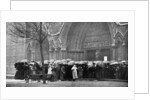 People waiting in the rain in order to attend a service at Westminster Abbey, London by Anonymous