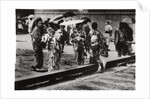 Japanese women by the Zeppelin hangar, Kasumigaura, Japan by Anonymous