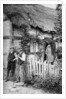 Two men chatting outside a cottage, near Lucton, Herefordshire by AW Cutler
