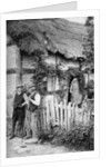 Two men chatting outside a cottage, near Lucton, Herefordshire by AW Cutler