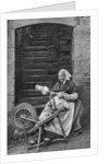 A woman at a spinning wheel, Dinan, Brittany, France by Anonymous