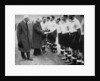 Winston Churchill greets the England football team, Wembley, London, October 1941 by London News Agency