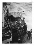 Damaged anti-aircraft gun on the British battleship HMS Malaya, off the coast of Portugal by Anonymous