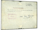 Receipt for a ex-Japanese sword, HMS Venerable, Singapore by Anonymous