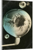 Woman reflected in a bubble, postcard by Anonymous