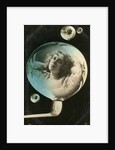 Woman reflected in a bubble, postcard by Anonymous