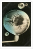 Woman reflected in a bubble, postcard by Anonymous