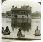 Fakirs at Amritsar, looking south across the Sacred Tank to the Golden Temple, India by Underwood & Underwood