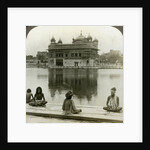 Fakirs at Amritsar, looking south across the Sacred Tank to the Golden Temple, India by Underwood & Underwood