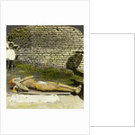 Hindu devotee on a bed of nails near the shrine of Kali, Calcutta, India by Underwood & Underwood