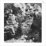 Climbing the steep zig-zag trail at the eastern end of Yosemite Valley, California, USA by Underwood & Underwood