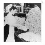 Weighing and sorting raw silk skeins, South Manchester, Connecticut, USA by Keystone View Company