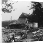 Stretcher bearers caring for wounded at an improvised first aid post, World War I by Realistic Travels Publishers