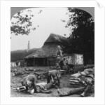Stretcher bearers caring for wounded at an improvised first aid post, World War I by Realistic Travels Publishers