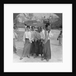 Woman and servants going to a market, Mandalay, Burma by Stereo Travel Co