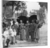 Buddhist monks with sunshades and fans, Rangoon, Burma by Stereo Travel Co