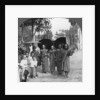 Buddhist monks with sunshades and fans, Rangoon, Burma by Stereo Travel Co