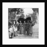 Buddhist monks with sunshades and fans, Rangoon, Burma by Stereo Travel Co