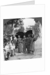 Buddhist monks with sunshades and fans, Rangoon, Burma by Stereo Travel Co