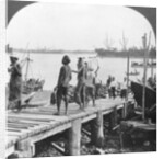 Landing stage on the Irawaddy River, Rangoon, Burma by Stereo Travel Co