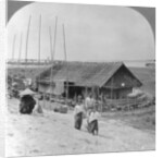 House built of bamboo on rafts, Bhamo, Burma by Stereo Travel Co