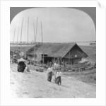 House built of bamboo on rafts, Bhamo, Burma by Stereo Travel Co