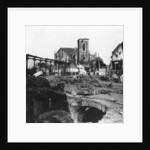 Damaged exterior of the Church of St Vaast, Armentières, France, World War I by Nightingale & Co