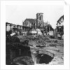 Damaged exterior of the Church of St Vaast, Armentières, France, World War I by Nightingale & Co