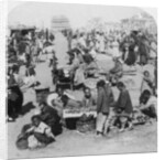 A market in the Tartar (northern) city, looking toward Drum Tower by Underwood & Underwood