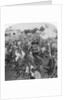 Wheelbarrow transportation at the boat landing by Underwood & Underwood