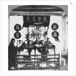 Interior of a schoolroom at Peking University, China by CH Graves