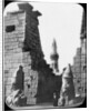 Minaret and ruins of Luxor Temple, Luxor, Egypt, c1890. Lantern slide by Newton & Co