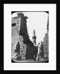 Minaret and ruins of Luxor Temple, Luxor, Egypt, c1890. Lantern slide by Newton & Co