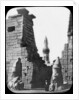 Minaret and ruins of Luxor Temple, Luxor, Egypt, c1890. Lantern slide by Newton & Co